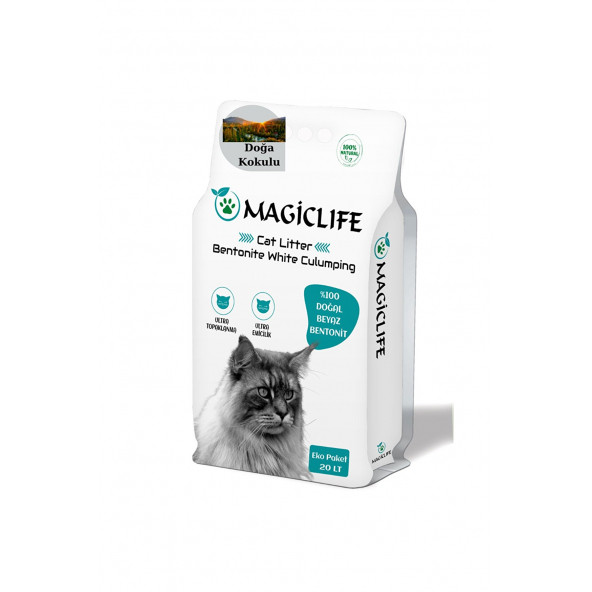 MAGIC LIFE 20 Lt Ince Tane Doğa Kokulu Beyaz Kedi Kumu Ince Taneli do4002064407524