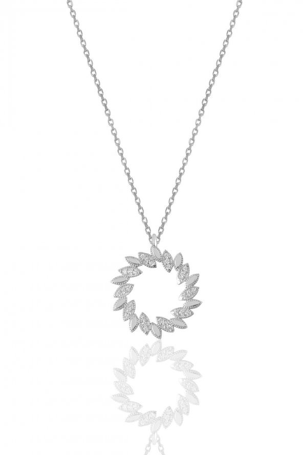 Gümüş rodyumlu zirkon taşlı güneş kolye ürün görseli