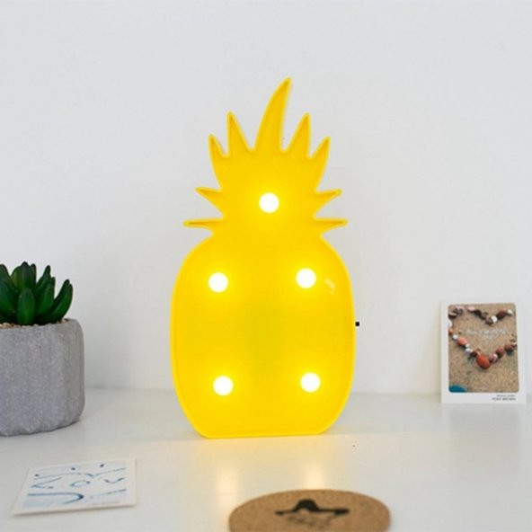 3D Led Işıklı  Ananas Masa Duvar Gece Lambası Ücretsiz Kargo