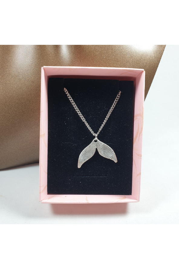 Gümüş Renk 22mm Yaprak Figürlü Kolye ürün görseli