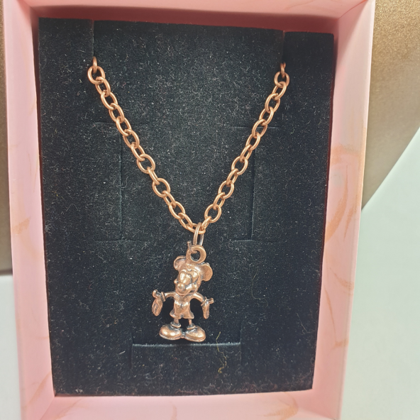 Bakır Renk 20mm Mickey Mouse Figürlü Kolye - 2