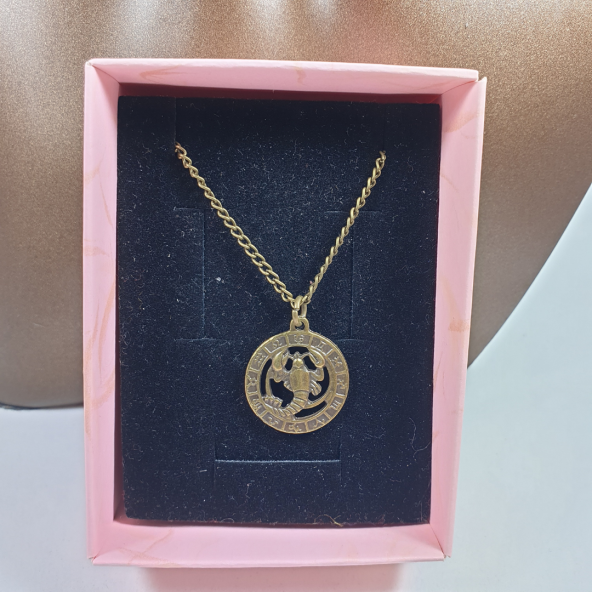 Bronz Renk 22mm Akrep Burcu Figürlü Kolye - 2