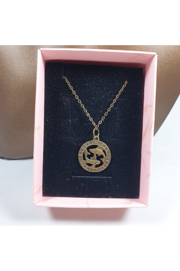 Bronz Renk 22mm Balık Burcu Figürlü Kolye ürün görseli