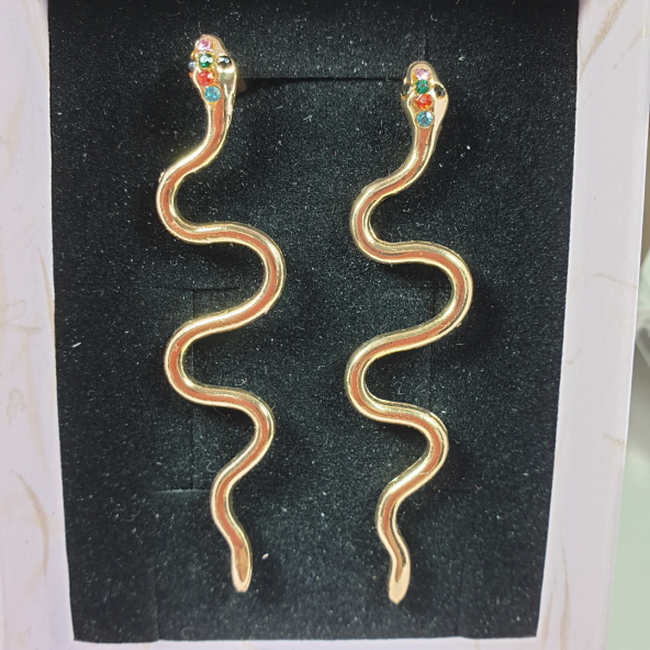 Gold Renk Yılan Küpe - 2