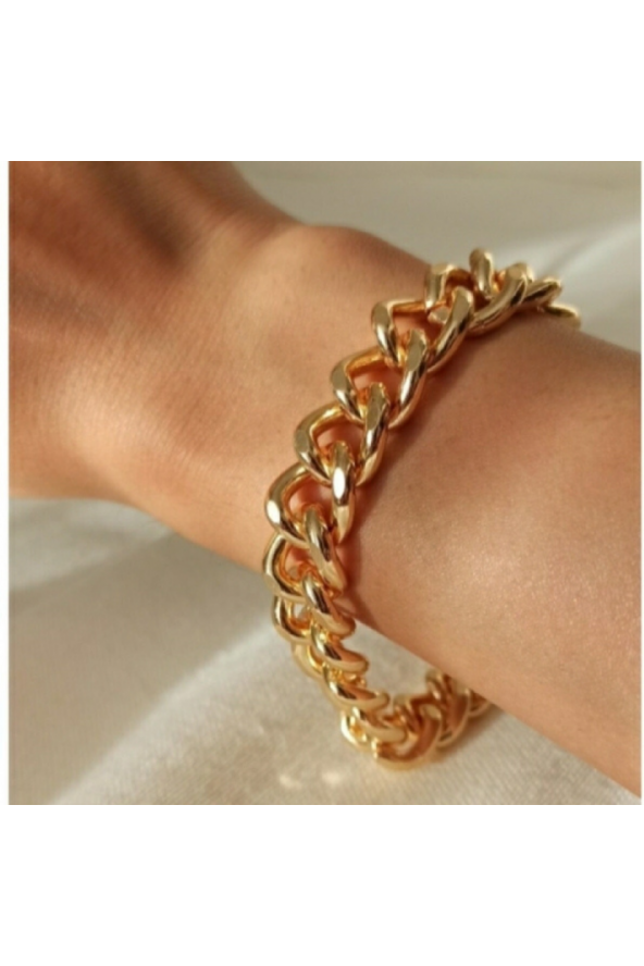 Gold Renk Kalın Zincir Bileklik-21cm - 2