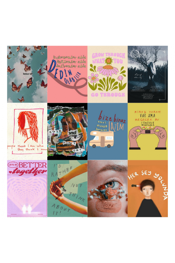 Mottolu Poster Duvar Kağıdı Seti ürün görseli