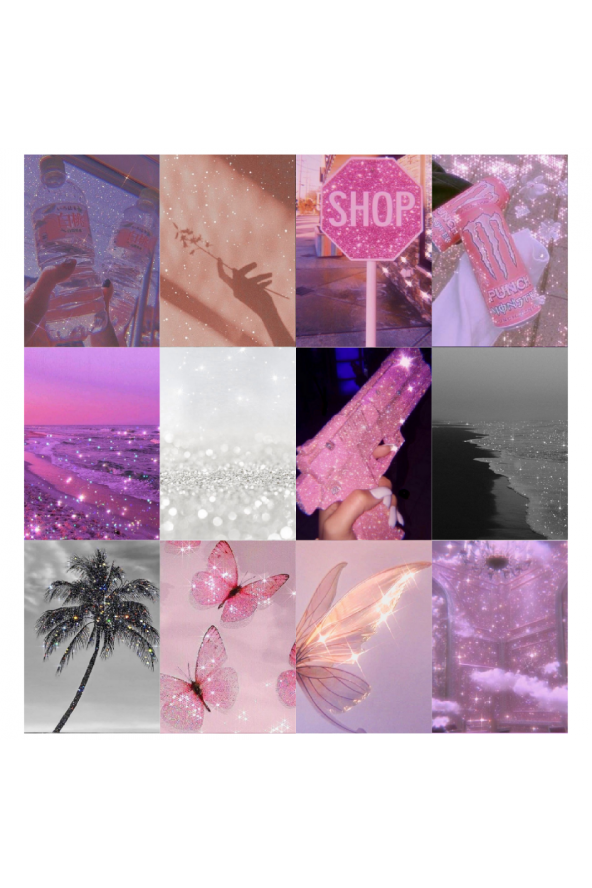 Parıltılı Glitter Soft Pinky White Poster Duvar Kağıdı Seti ürün görseli