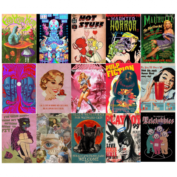 Ororabutik Vintage Nostalji Pinky Poster Duvar Kağıdı Seti