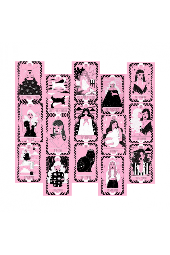 PEMBE TAROT POSTER DUVAR KAĞIDI SETİ ürün görseli