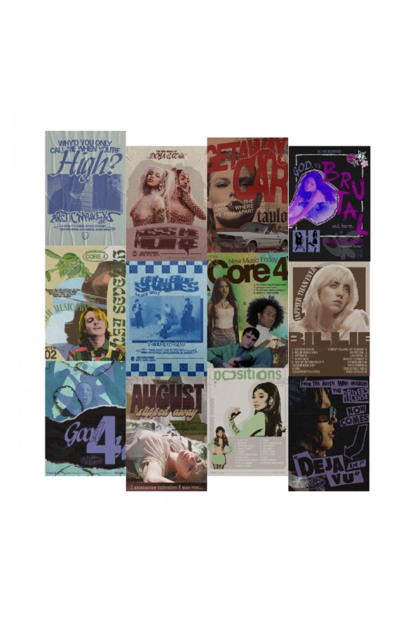 ROCK POSTER DUVAR KAĞIDI SETİ ürün görseli