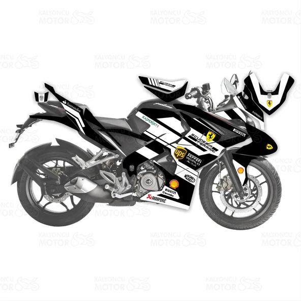 Bajaj Pulsar RS 200 Ferrari Design Siyah Sticker Set