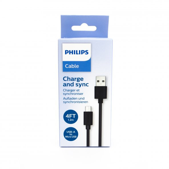 Philips DLC3541U/00 UsbA to Micro Hızlı Şarj ve Data Kablosu 1.2M Siyah - 2
