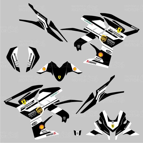 Bajaj Pulsar RS 200 Ferrari Design Siyah Sticker Set - 2