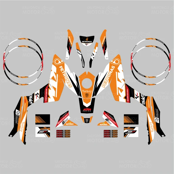 KTM Duke 390 Petronas Design Turuncu Sticker Set - 2