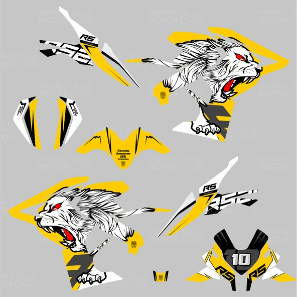Bajaj Pulsar RS 200 Tiger Design Sarı Sticker Set - 2
