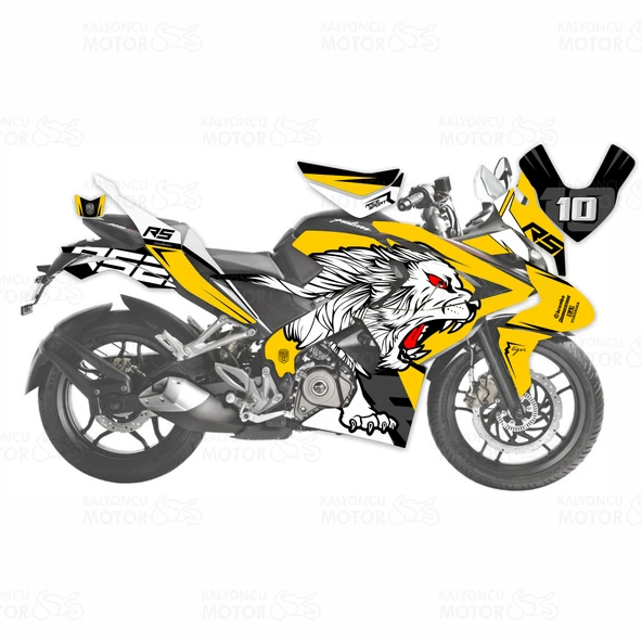 Bajaj Pulsar RS 200 Tiger Design Sarı Sticker Set
