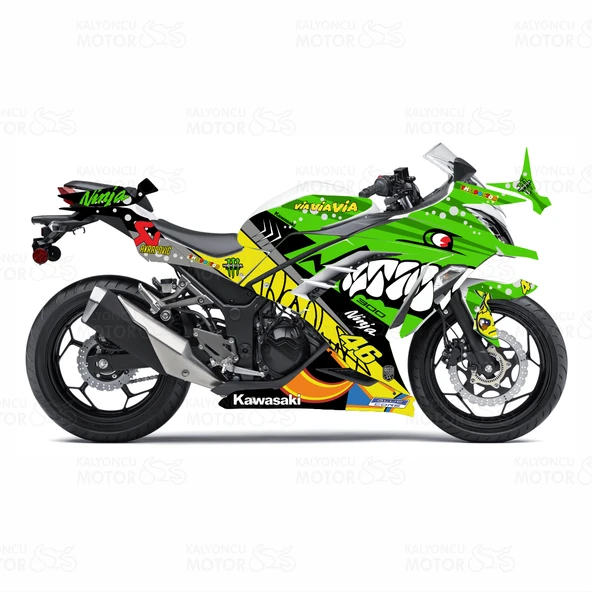 Kawasaki Ninja 300 Rossi Shark Design Yeşil ürün görseli