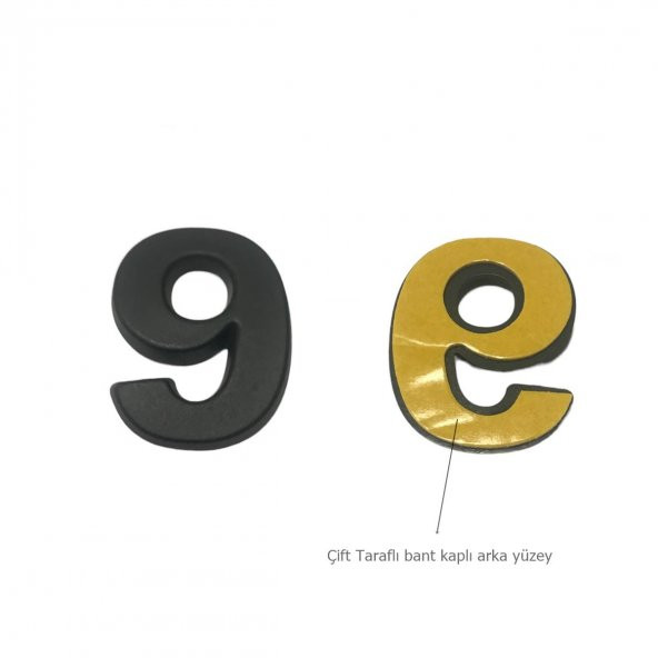 Yapışkanlı Plastik Rakam 3,75 cm Mat Siyah ( 1 Adet Rakam Fiyatıdır ) - 5