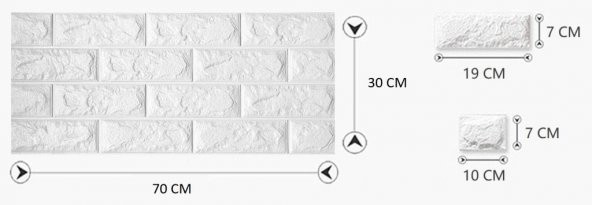 Renkli Duvarlar 70x30 cm Beyaz Kendinden Yapışkanlı 3D Esnek Duvar Kaplama Kağıdı Paneli - 2