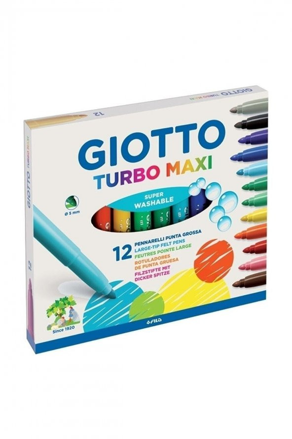 Turbo Maxi Kalın Uçlu Keçeli Boya Kalemi 12 Renk