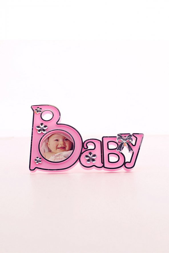 2 Adet Baby Yazılı Sevimli Mini Resim Çerçevesi Pembe - 2