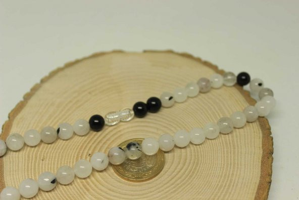 Rutil Kuvars Taşı Kolye 8mm (Klipsli) - Resim 2