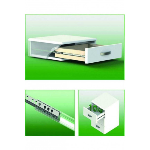 ARRAY 17mm Gömme Ince Teleskopik Bilyeli Dolap Çekmece Rayı 43,8 Cm JOYRAY010 - 4