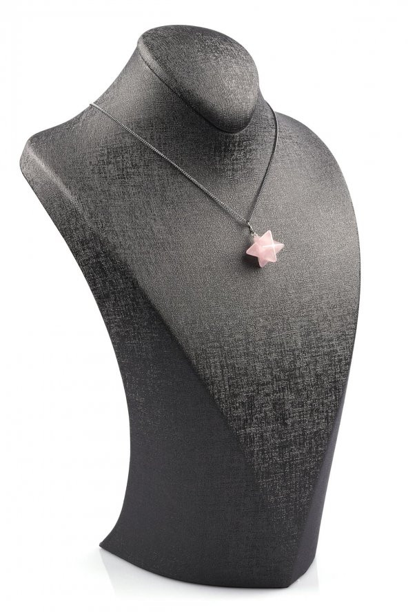 Pembe Kuvars Doğal Taş Merkaba Kolye - 2