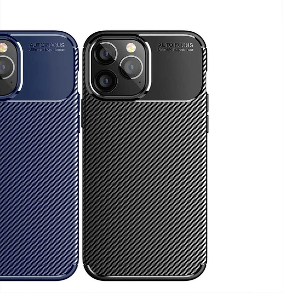 Vendas iPhone 14 Pro Max Uyumlu Karbon Fiber Tasarımlı Kamera Çıkıntılı Darbe Dirençli Kılıf + 5D Cam Ekran Koruyucu - 12