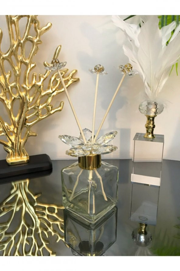 Kristal Koku Şişesi Gold Serisi Bambu Çubuklu