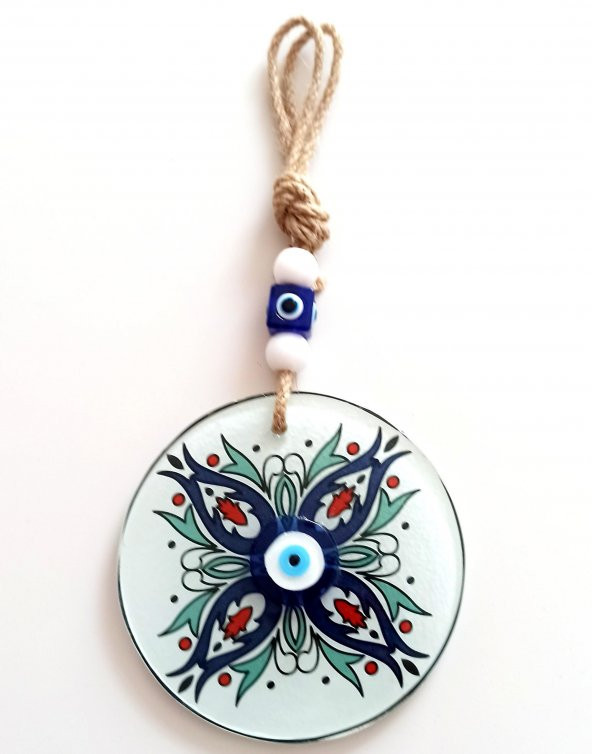 Turkuaz Ve Lacivert Renk Çiçekli Füzyon Cam Duvar Süsü - Resim 2