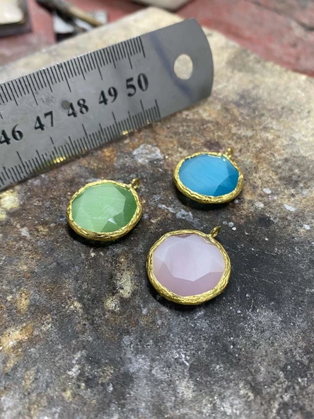 Güneş Taşı Serisi Kedi Gözü Yuvarlak 925 Ayar Gümüş Zincirli Kadın Kolye - 5