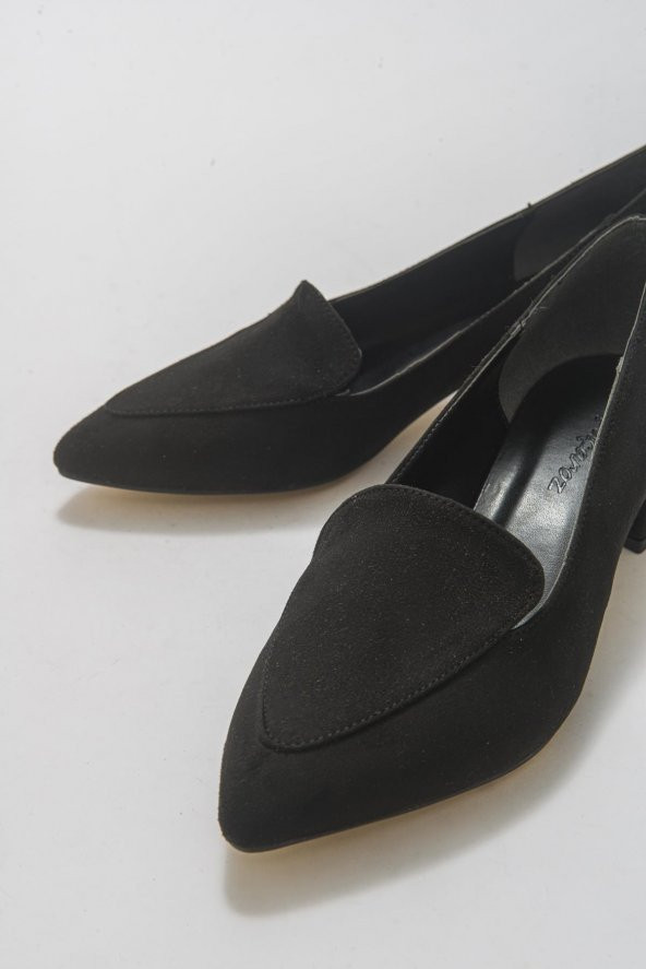 Büyük Numara Bayan Topuklu Süet Klasik Günlük Ayakkabı