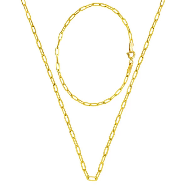 Zincir Kolye ve Bileklikli 14 Ayar Altın Set - Resim 7