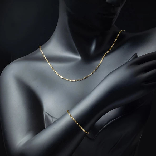 Zincir Kolye ve Bileklikli 14 Ayar Altın Set - Resim 2