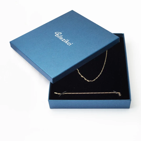 Zincir Kolye ve Bileklikli 14 Ayar Altın Set - Resim 3