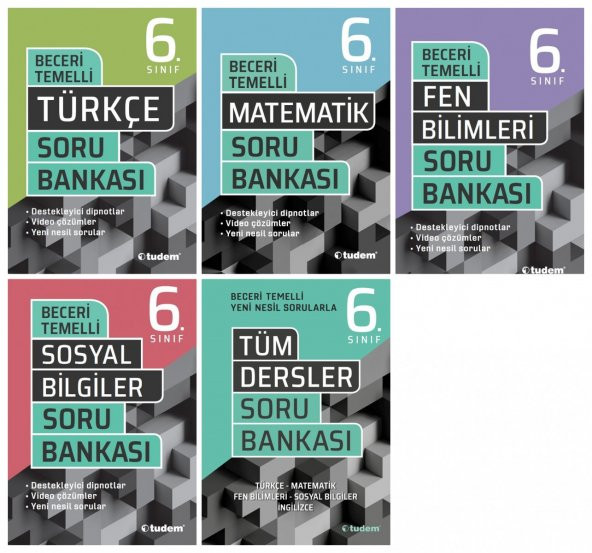6. Sınıf 5'li Beceri Temelli Serisi (Türkçe + Matematik + Sosyal B. + Fen B.+ Tüm Dersler) - Tudem Yayınları