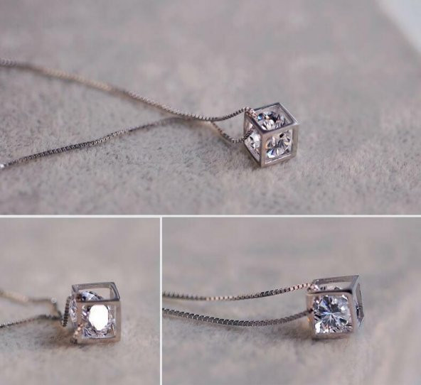 Sevgililer,anneler Günü Hediyesi Küp Model Kolye Küpe Bilezik Gümüş Takı Seti - 6