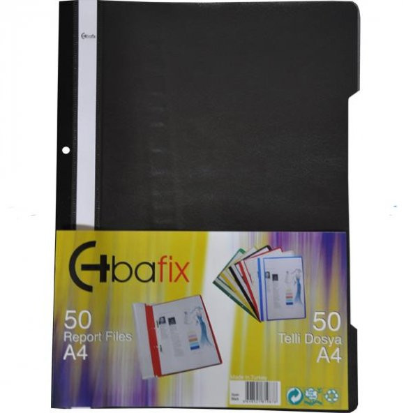 Bafix Telli Dosya Plastik XL Siyah A4