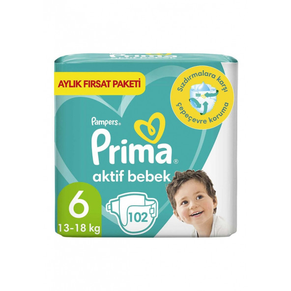 Prima Aktif Bebek 6 Numara Ekstra Large 102'li Bebek Bezi
