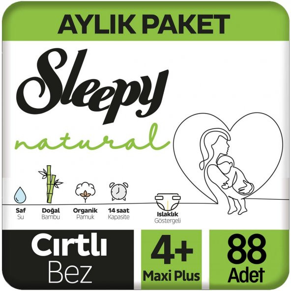 Sleepy Natural Bebek Bezi 4+ Beden 88 Adet