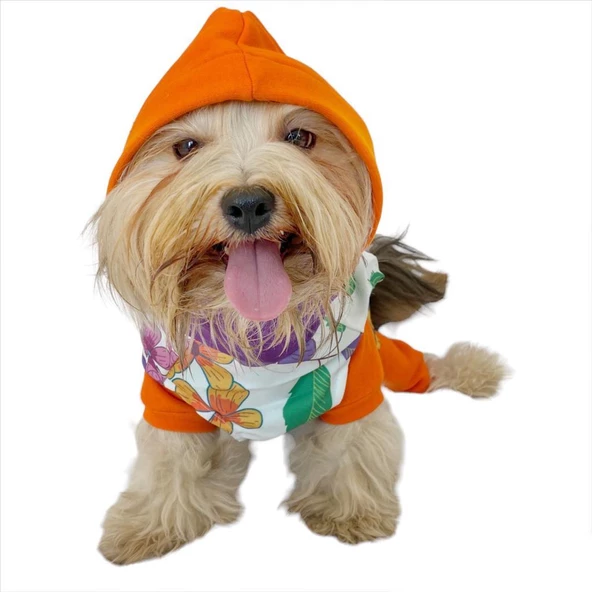 Flower Power Çantalı Tulumlu Su itici Yağmurluklu Köpek Seti Kıyafeti - 7