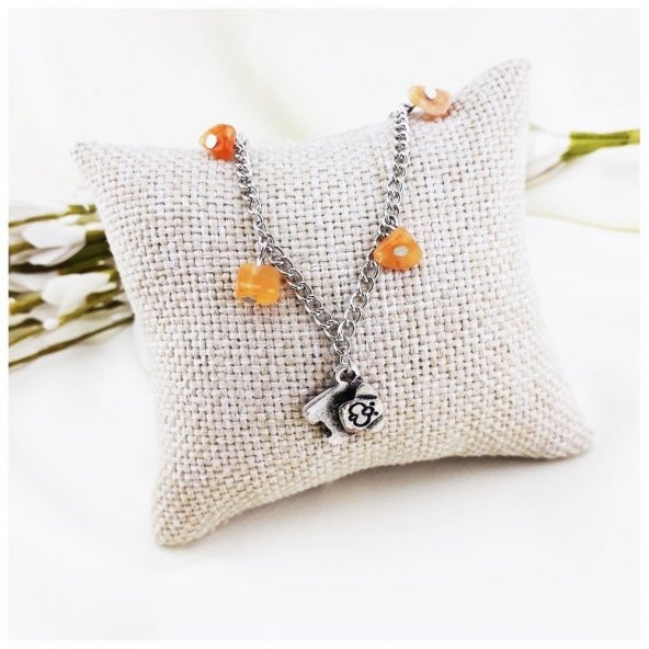 Köpek Figürlü Kadın Akik Doğal Taş Halhal