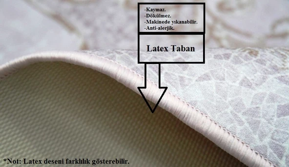 Brillant Latex Oval Kaymaz Taban Halı-BEST HLE11308.801-(130x190) - 4