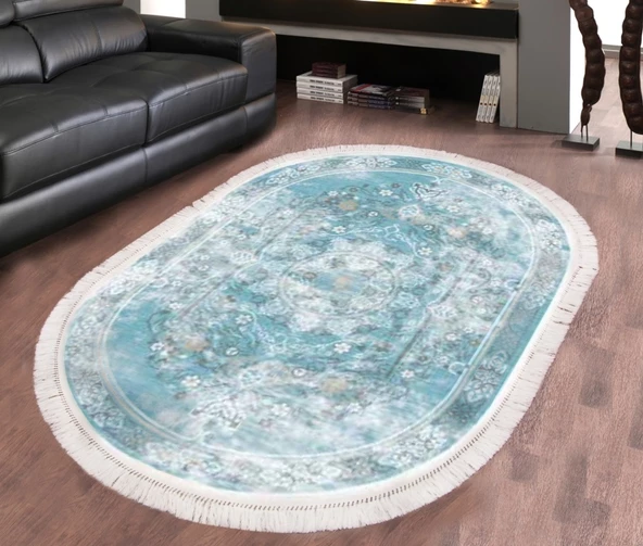 Brillant Latex Oval Kaymaz Taban Halı-BEST HLE11308.801-(130x190) - 2