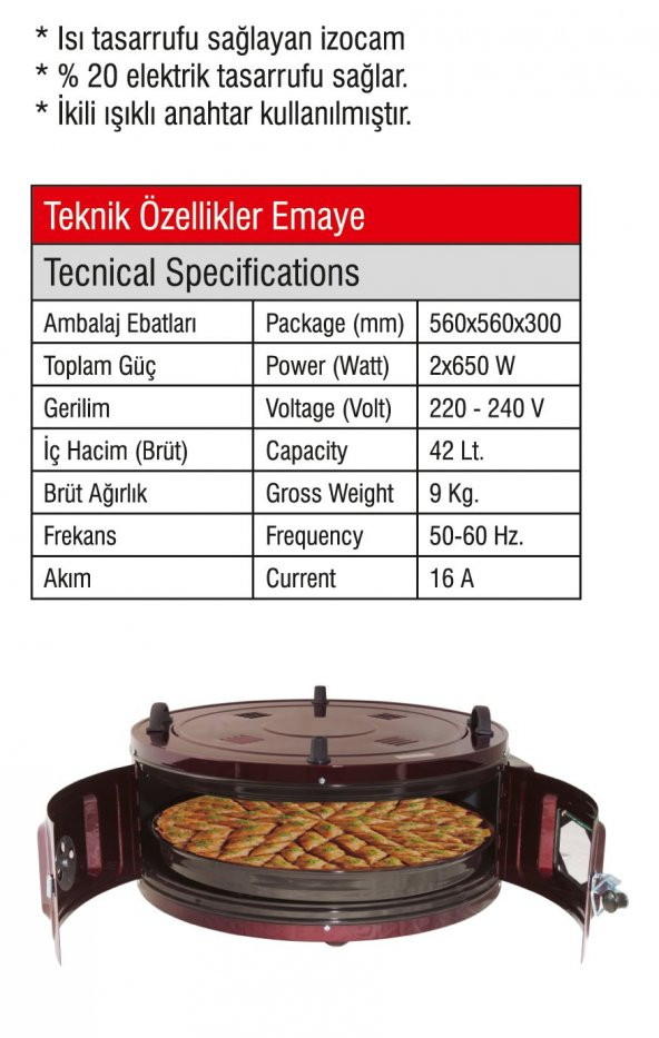 GARANTİ CAMLI DAVUL FIRIN BÜYÜK BOY TEK EMAYE TEPSİLİ DAVUL FIRIN - 2