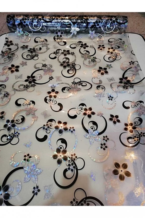 ŞEFAF  Masa Örtüsü 120x150cm 1.8mm Pvc Masa Örtüsü Desenli Koruyucu - Resim 2