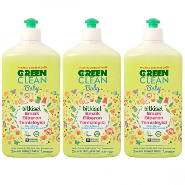 U Green Clean Baby Emzik, Biberon ve Oyuncak Temizleyici 500 ml - 3 Adet