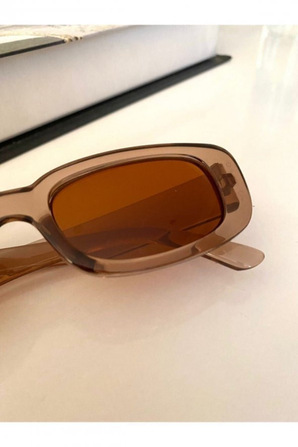Chunky Frame Vintage Bal Rengi Unisex Güneş Gözlüğü - 3