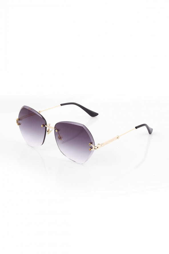 POLO55 Sarı Camlı Metal Çerçeveli Küçük Cat Eye Kadın Güneş Gözlüğü